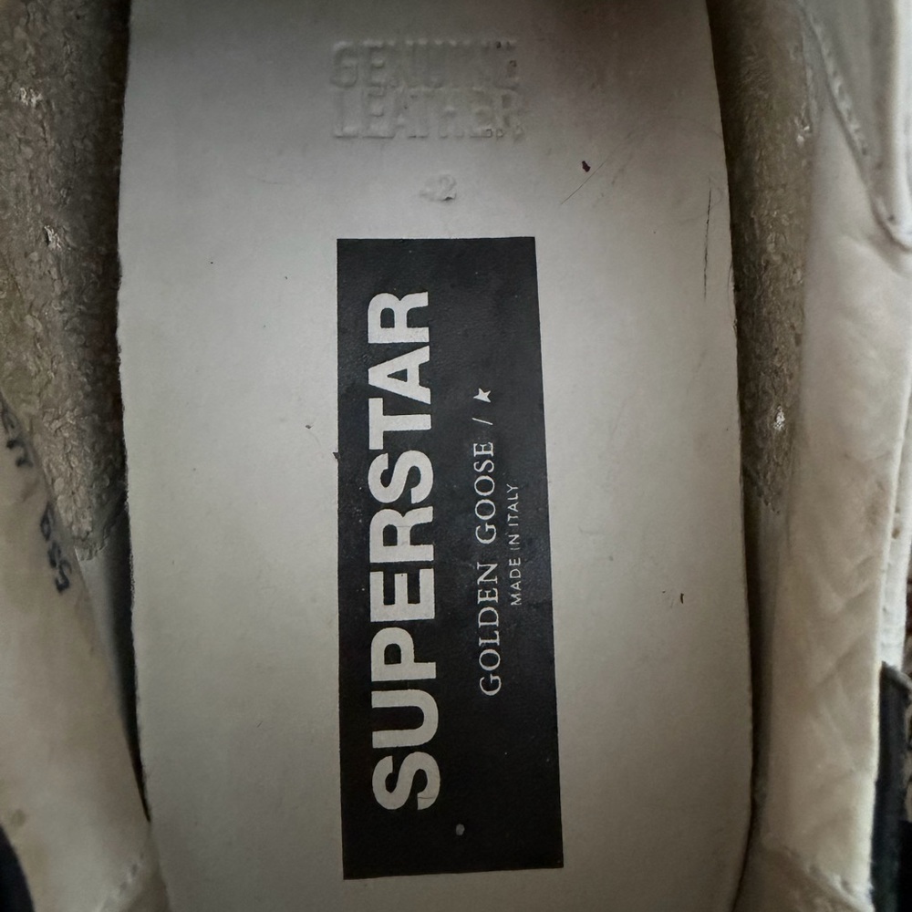 Golden Goose White Leather Superstar Sneakers with Black Heel - Picture 5 of 7